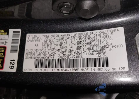 2010 Toyota Tacoma Base V6 from USA, damaged, VIN 3TMMU4FN8AM020740